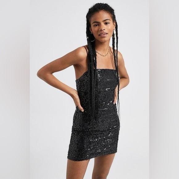 Urban Outfitters Black Sequin Sheath Mini Dress XS like new! - Picture 1 of 10